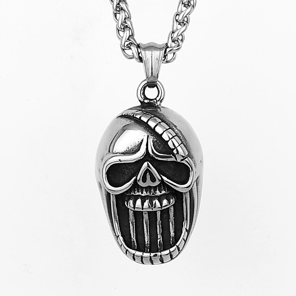 ❤️Retro Exaggerated Big Mouth Skull Head Stainless Steel Necklace,GP1231495 - Picture 4 of 9